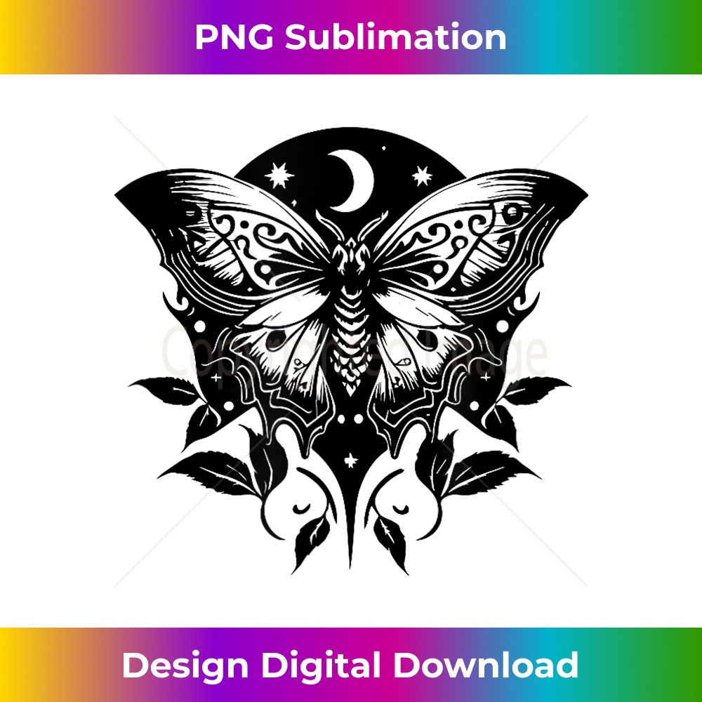 Moth, moon, butterfly, leafs, stars, goth, magic, mystic, 1 - Decorative Sublimation PNG File