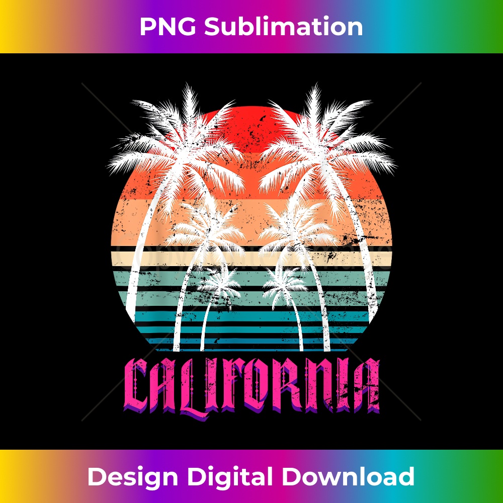 Cali Summer Vacation Palm Trees CA Beach Retro California - Digital Sublimation Download File