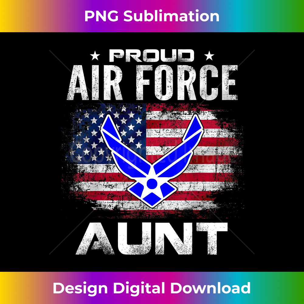 Proud Air Force Aunt With American Flag Veteran 2 - Vintage Sublimation PNG Download
