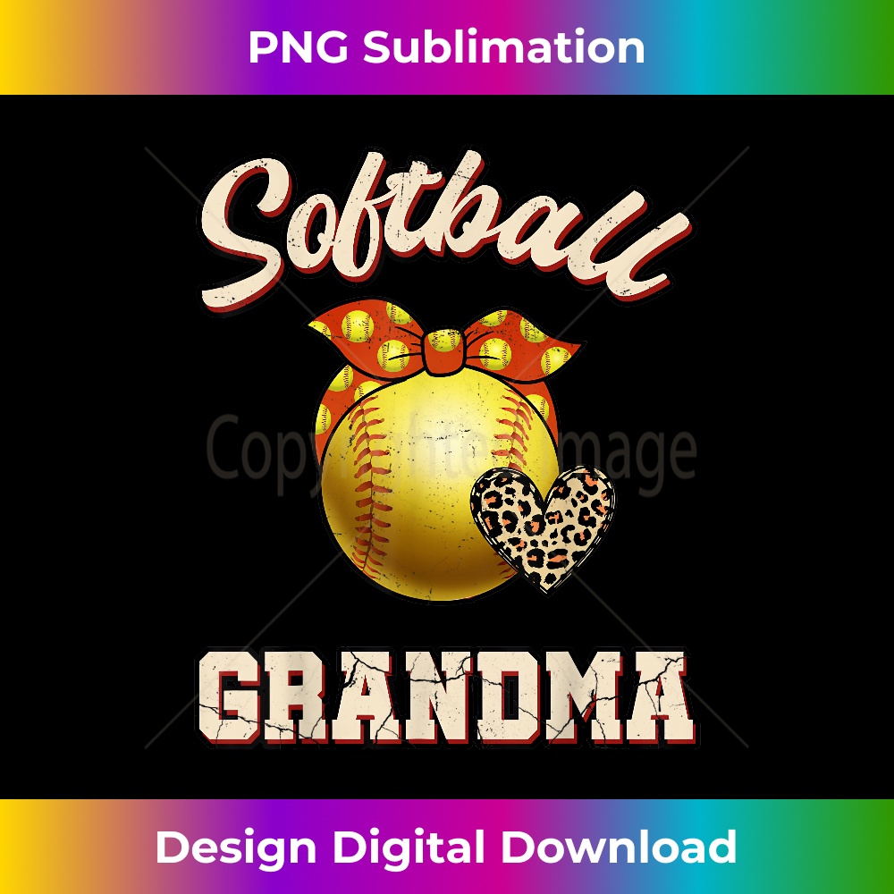 Softball Grandma Leopard Heart Fans Mother's Day 2 - Vintage Sublimation PNG Download