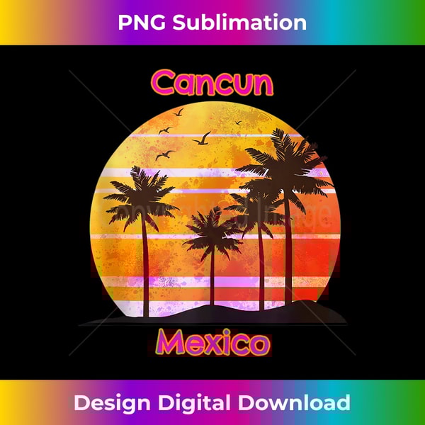 Cancun Mexico Beach Ocean Vacation Sunset Palms Tank Top - High-Resolution PNG Sublimation File