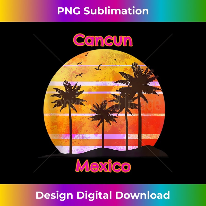 Cancun Mexico Beach Ocean Vacation Sunset Palms Tank Top - High-Resolution PNG Sublimation File
