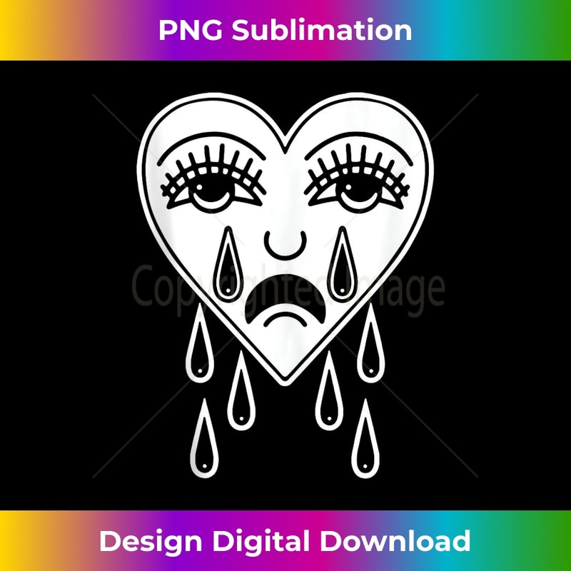 Crying Heart American Traditional Tattoo Old School Flash - Sublimation-Ready PNG File