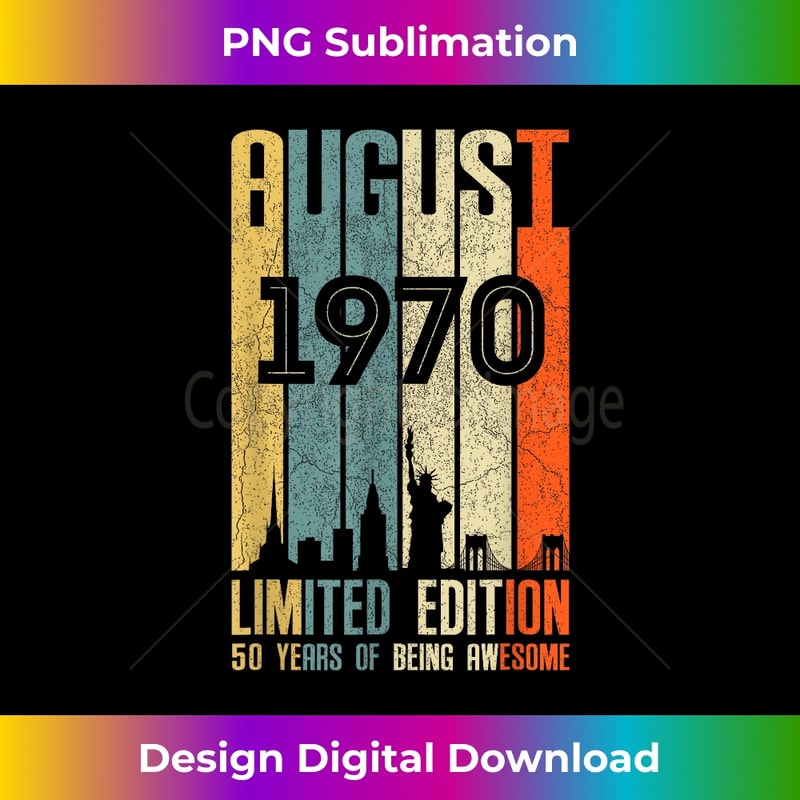 August 1970 T Shirt 50 Year Old Shirt 1970 Birthday Gift - Exclusive PNG Sublimation Download