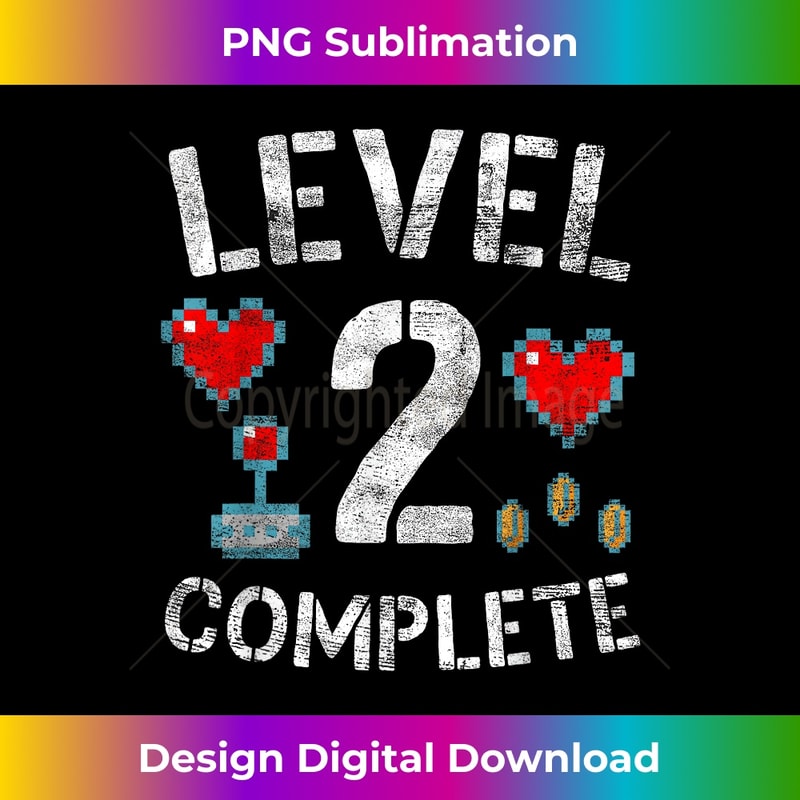 Level 2 Complete 2nd Wedding Anniversary Video Gamer - Premium Sublimation Digital Download