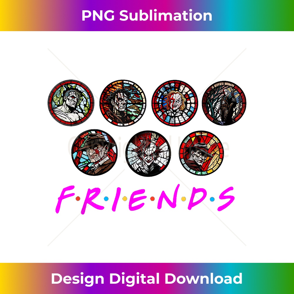 Friends Stained Glass Art Scary Horror Movie Halloween Pink - Premium Sublimation Digital Download