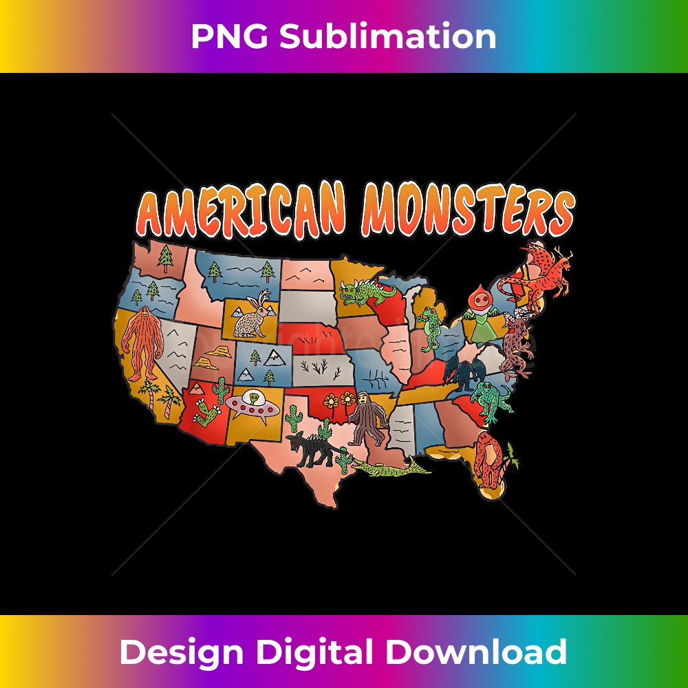 Supernatural American Monsters Cryptid Map Wendigo Mothman 1 - Signature Sublimation PNG File
