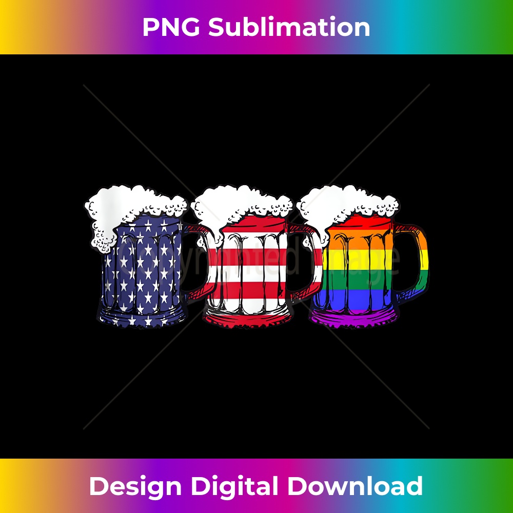 Beer American Flag Drinking Gay Pride Lesbian LGBT Rainbow - Premium Sublimation Digital Download