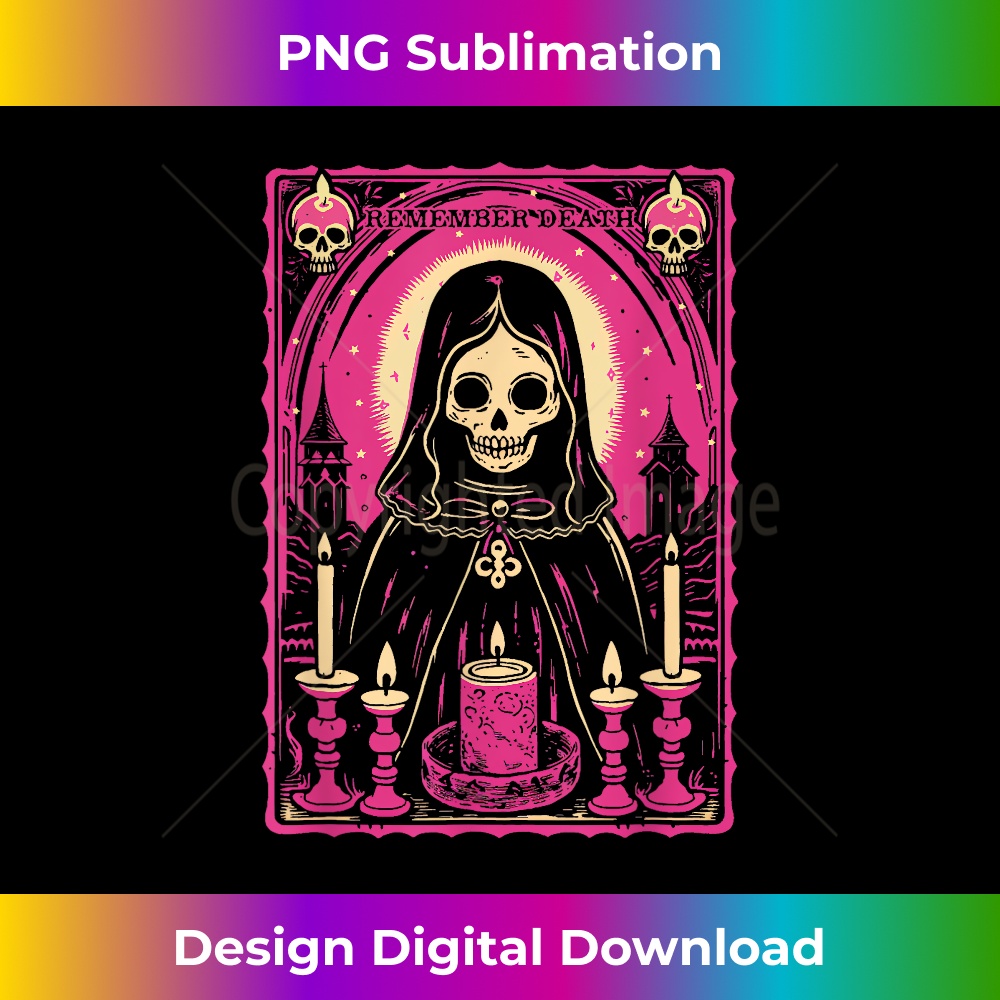 Remember Death Cute Pink Skeleton Skull Reaper w Candles 1 - Premium PNG Sublimation File