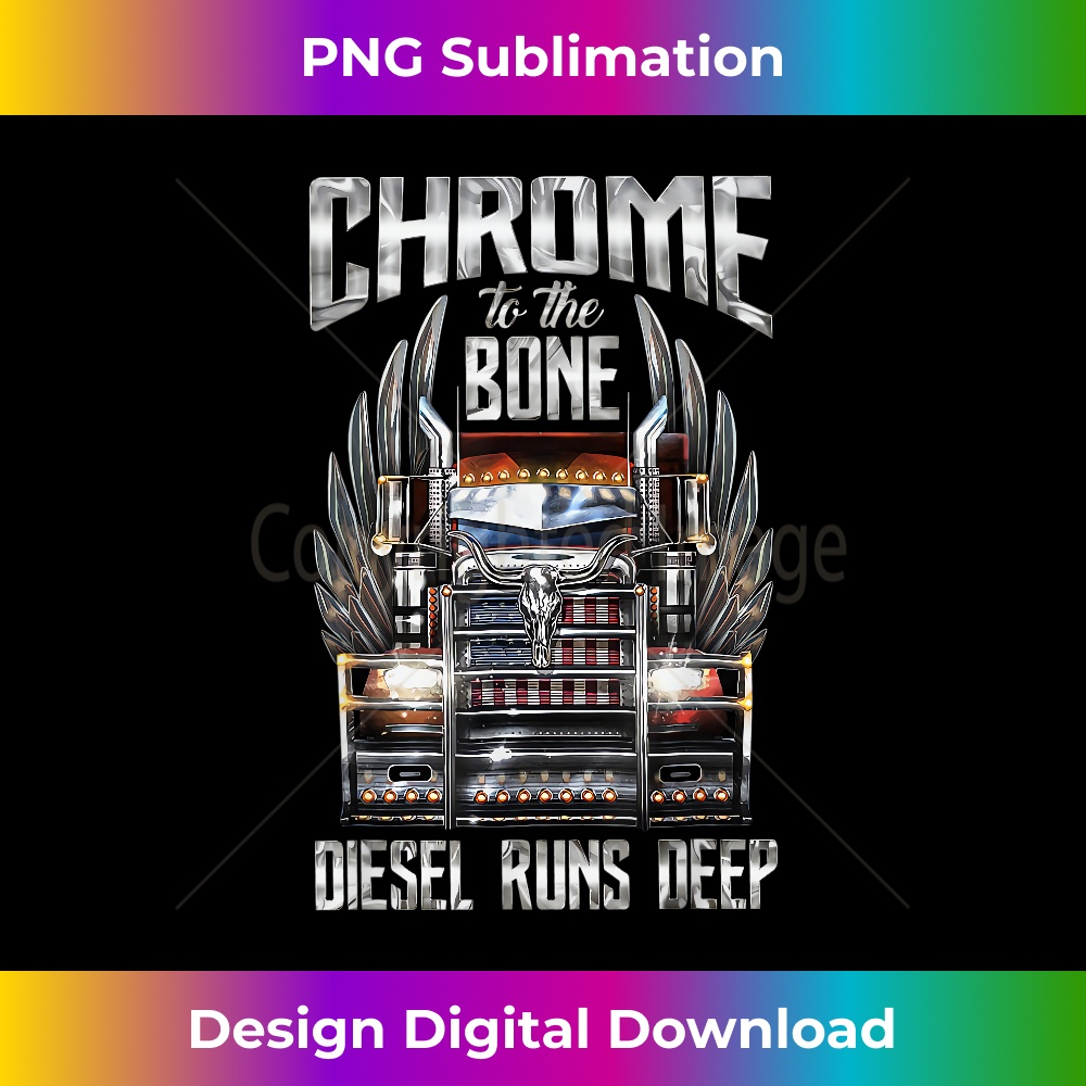 Chrome To The Bone Diesel Runs Deep Trucker Driver - Exclusive Sublimation Digital File