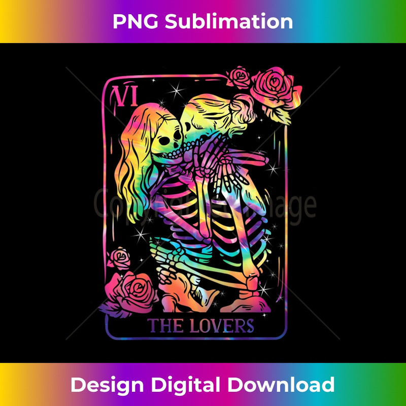 s The Lovers Tarot Card Goth Tie Dye Kissing Lesbian Skeletons 1 - Exclusive PNG Sublimation Download