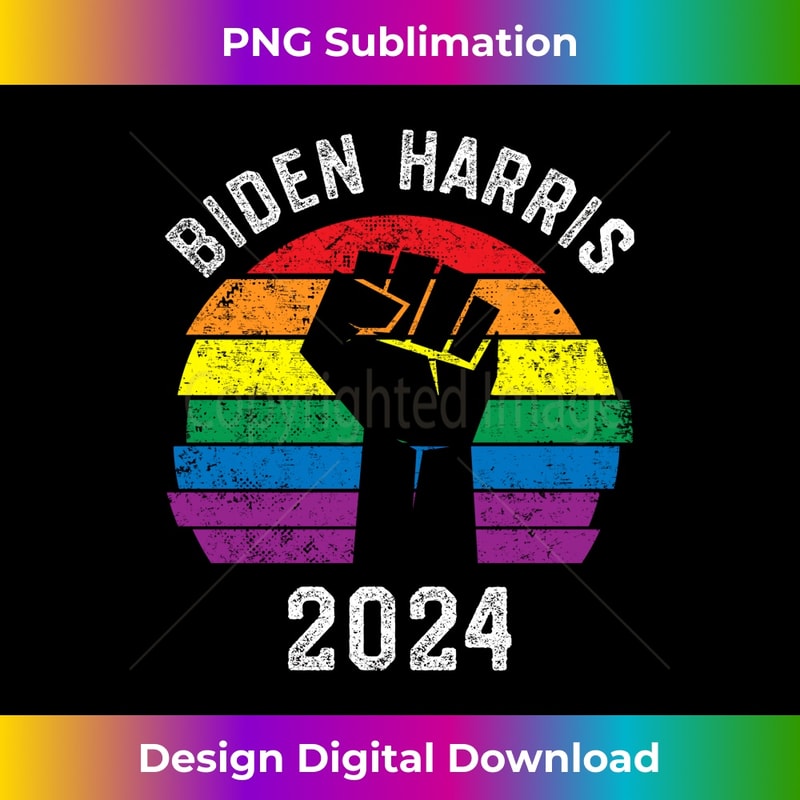 Biden Harris 2024 BLM LGBT Rainbow Gay Pride Election Retro - PNG Transparent Sublimation Design