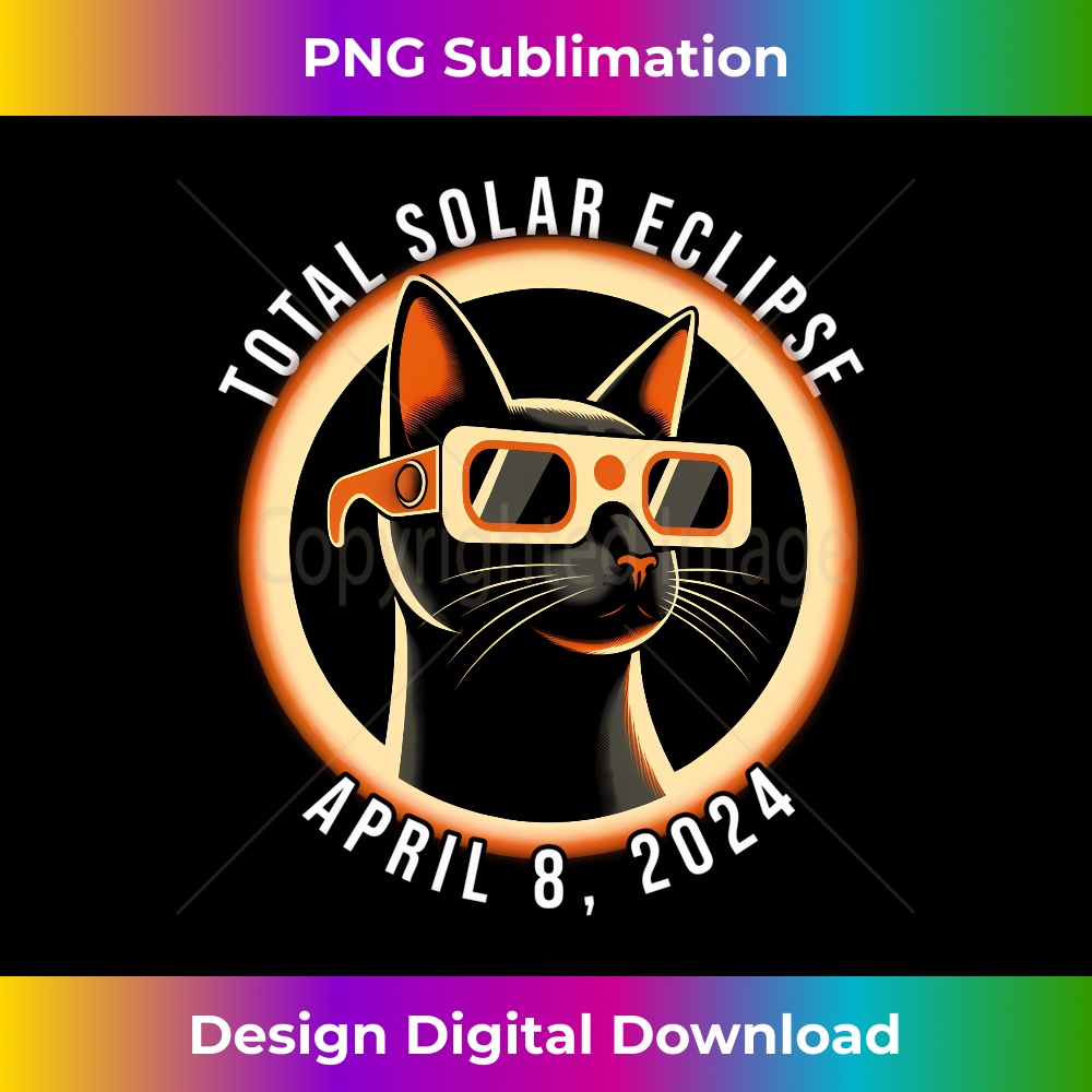 2024 Total Solar Eclipse April 8 Eclipse Cat Funny - High-Quality PNG Sublimation Download