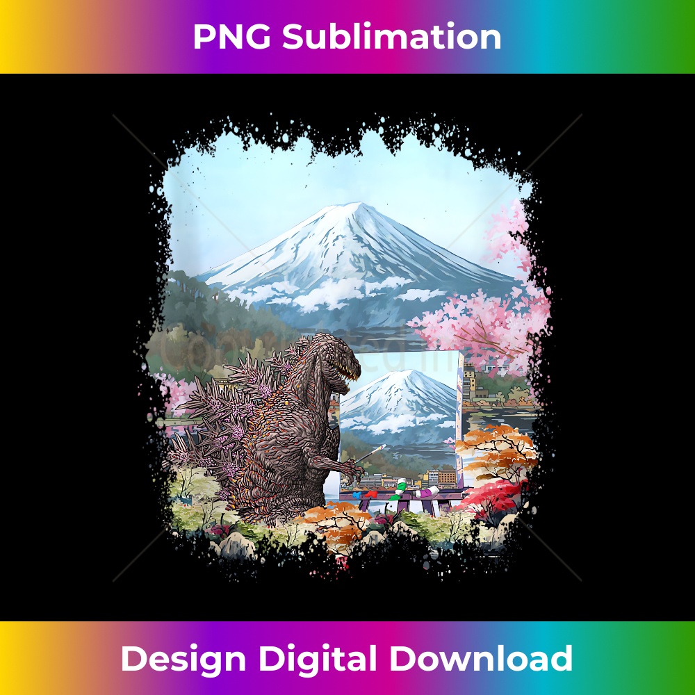 Artist Fan Japanese Monster Movie Kaiju Painting Landscape - Elegant Sublimation PNG Download