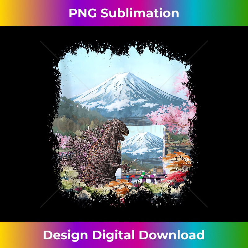 Artist Fan Japanese Monster Movie Kaiju Painting Landscape - Elegant Sublimation PNG Download