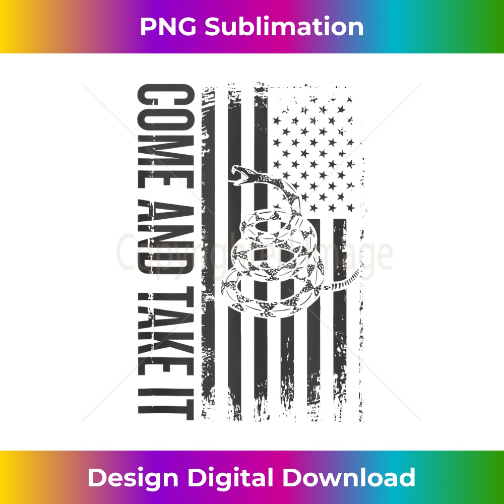Come and Take it - American Flag & Snake - Tactical Black - Instant Sublimation Digital Download