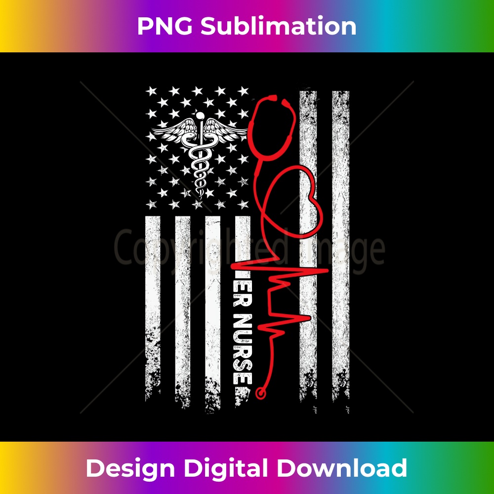 Nurse 365 Proud ER Nurse Water Color American Flag Nursing 1 - Special Edition Sublimation PNG File