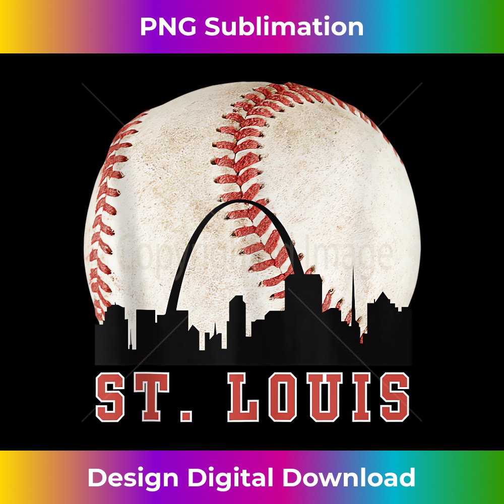 Vintage St Louis's Cityscape Travel Theme Baseball Graphic  1 - Elegant Sublimation PNG Download