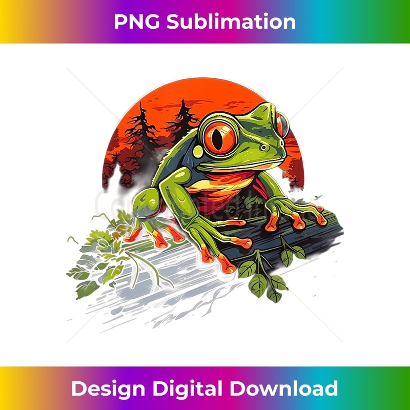 Retro Style Red-Eyed Tree Frog 1 - Signature Sublimation PNG File