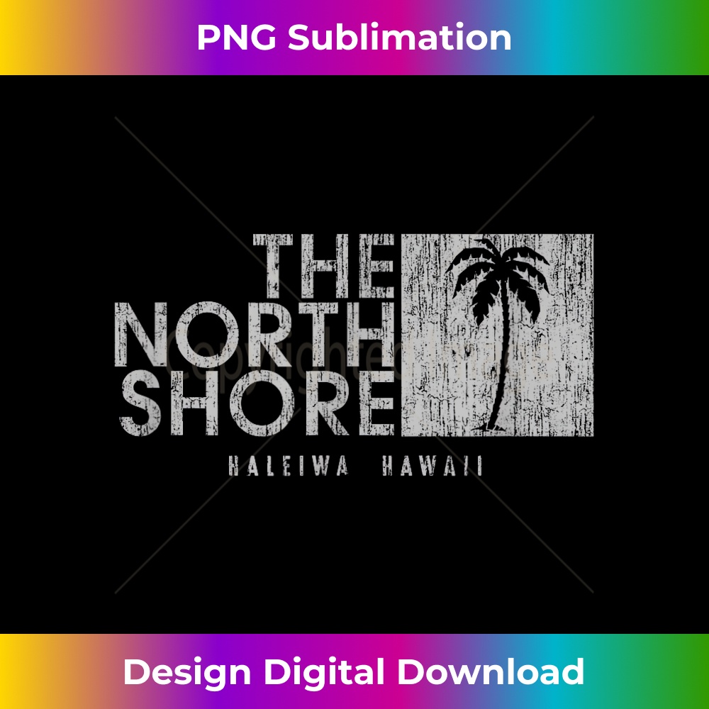 The North Shore Hawaii Palm Tree Vintage Style 1 - Instant PNG Sublimation Download