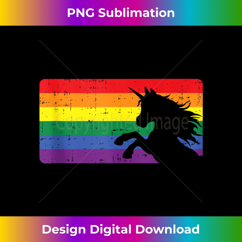 Gay Unicorn Rainbow Pride Flag Vintage LGBTQ Animal - PNG Transparent Sublimation Design