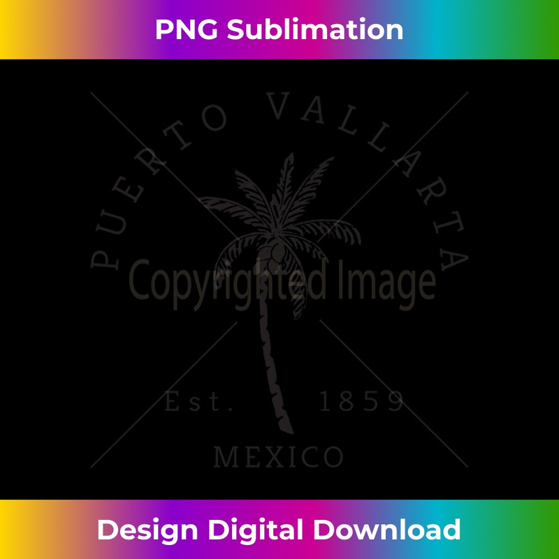 Retro Cool Puerto Vallarta Original Mexico Beach Palm Tree  1 - PNG Transparent Sublimation File