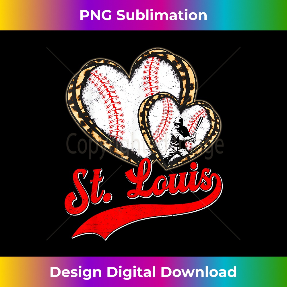 Vintage St. Louis Baseball Leopard Heart Baseball Fans 1 - PNG Transparent Digital Download File for Sublimation