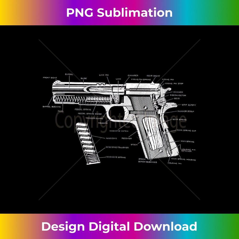 Colt 1911 Parts Diagram - Unique Sublimation PNG Download
