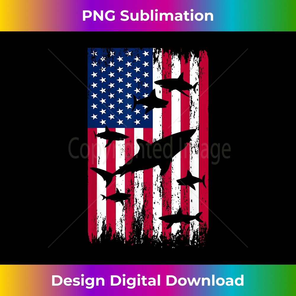 American Flag Shark - Trendy Sublimation Digital Download