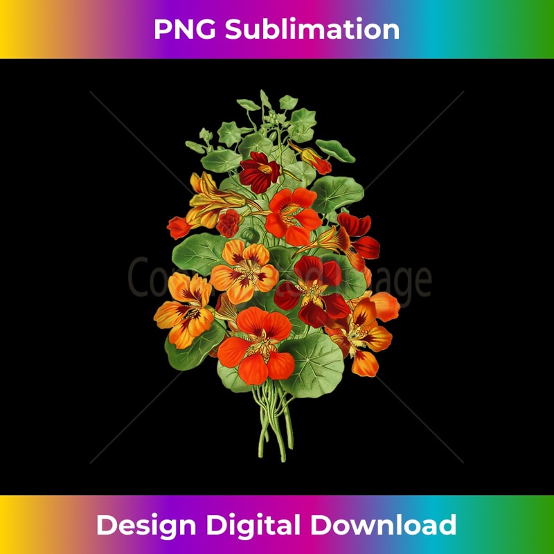 Nasturtium Flower Botanical Plants and 1 - Retro PNG Sublimation Digital Download
