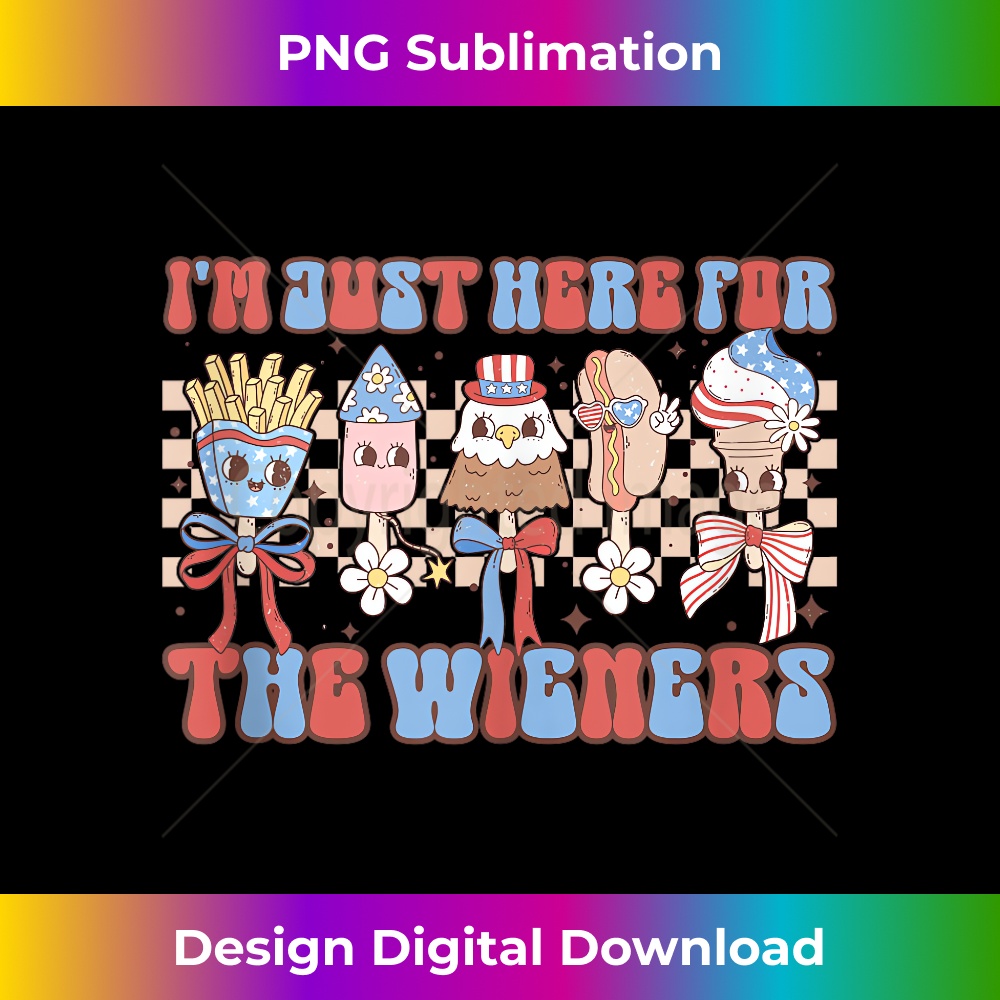 Groovy Fourth of July Hot Dog I'm Just Here For The Wieners - High-Quality PNG Sublimation Download