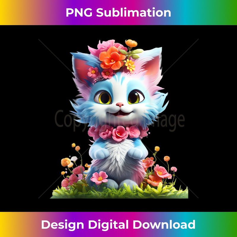 Spring Garden Kitten Flower Cat Girl Floral Blossom Blooms 1 - Premium Sublimation Digital Download