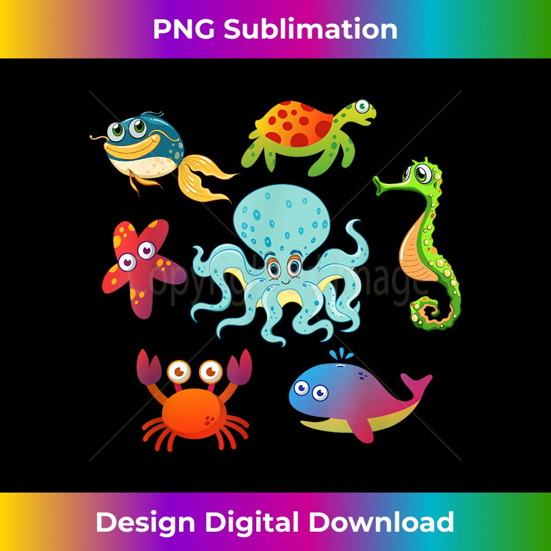 Starfish Crab Whale Octopus Sea Animals Print Toddlers 1 - Sublimation-Ready PNG File