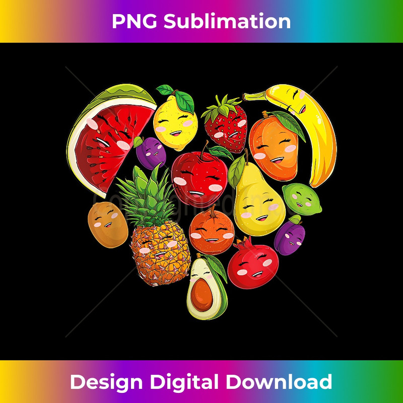 Funny Fruits Collage Cute heart Fruit and Vegetables - Premium PNG Sublimation File