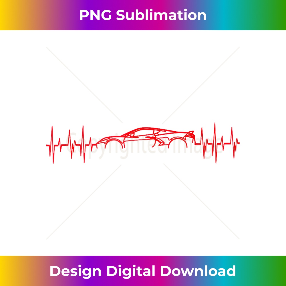 C8 Heartbeat Torch Red Supercar Sports Car Heart Beat Line - High-Resolution PNG Sublimation File