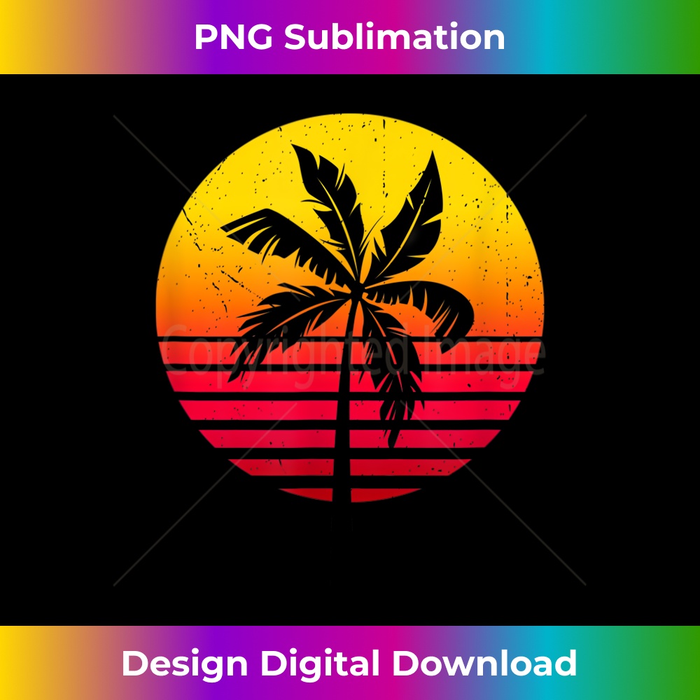 80s Sunset Vintage & Retro Palm Tree  Orange Gradient - Professional Sublimation Digital Download