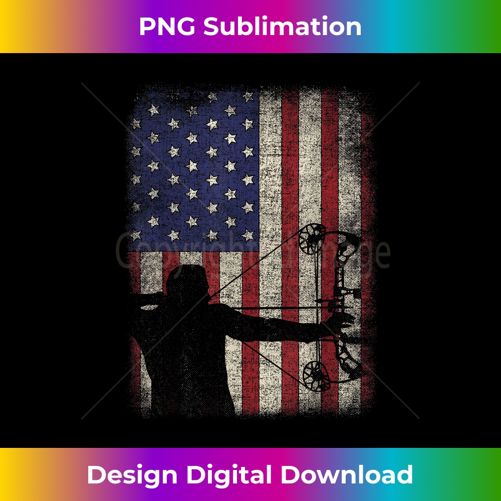 Archery American Flag Vintage Men Archer Bowhunting Hunter - Decorative Sublimation PNG File