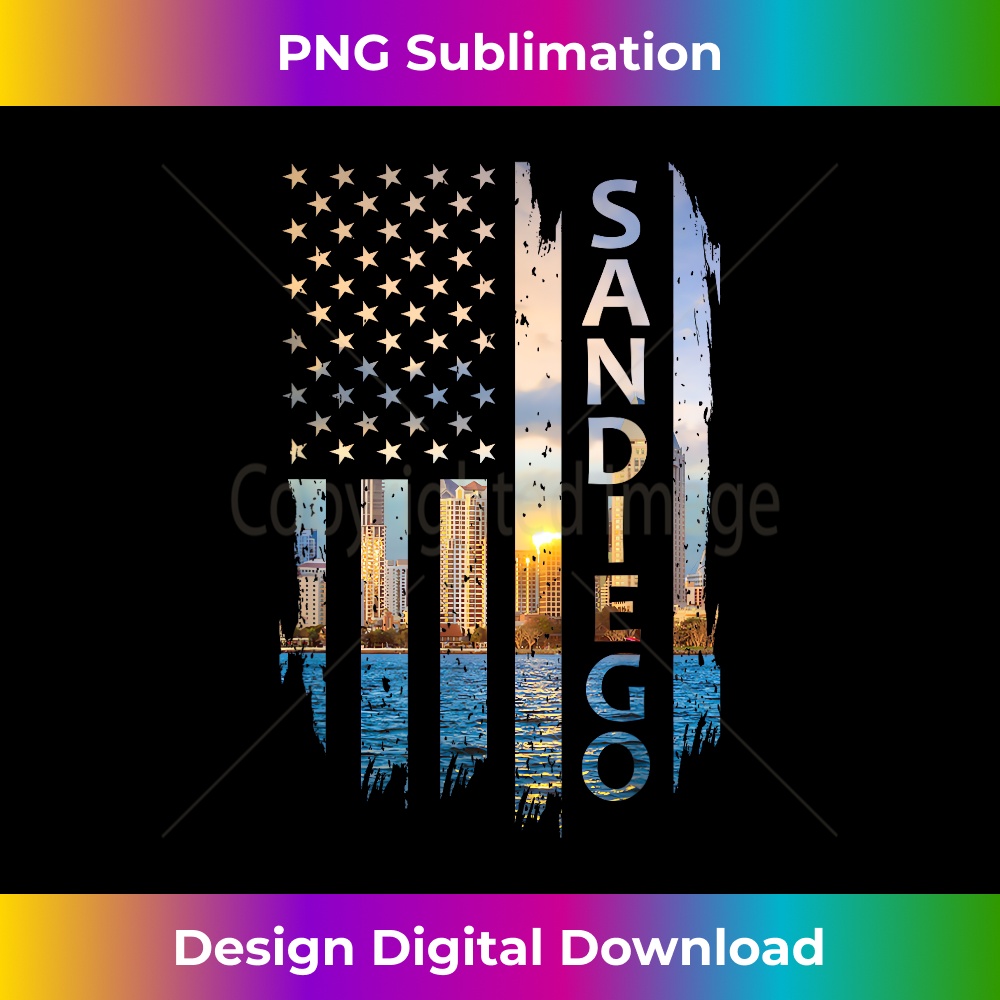 San Diego California Summer Sunset American Flag Patriotic 1 - Exclusive Sublimation Digital File