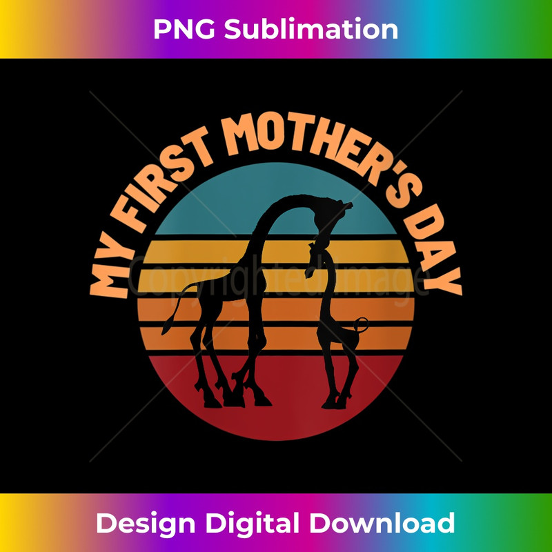 s Mother and Calf Giraffe First Mothers Day Retro Sunset 2 - Premium Sublimation Digital Download
