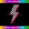Checkered Pink Lightning Bolt Preppy Racing Graphic - PNG Transparent Sublimation Design