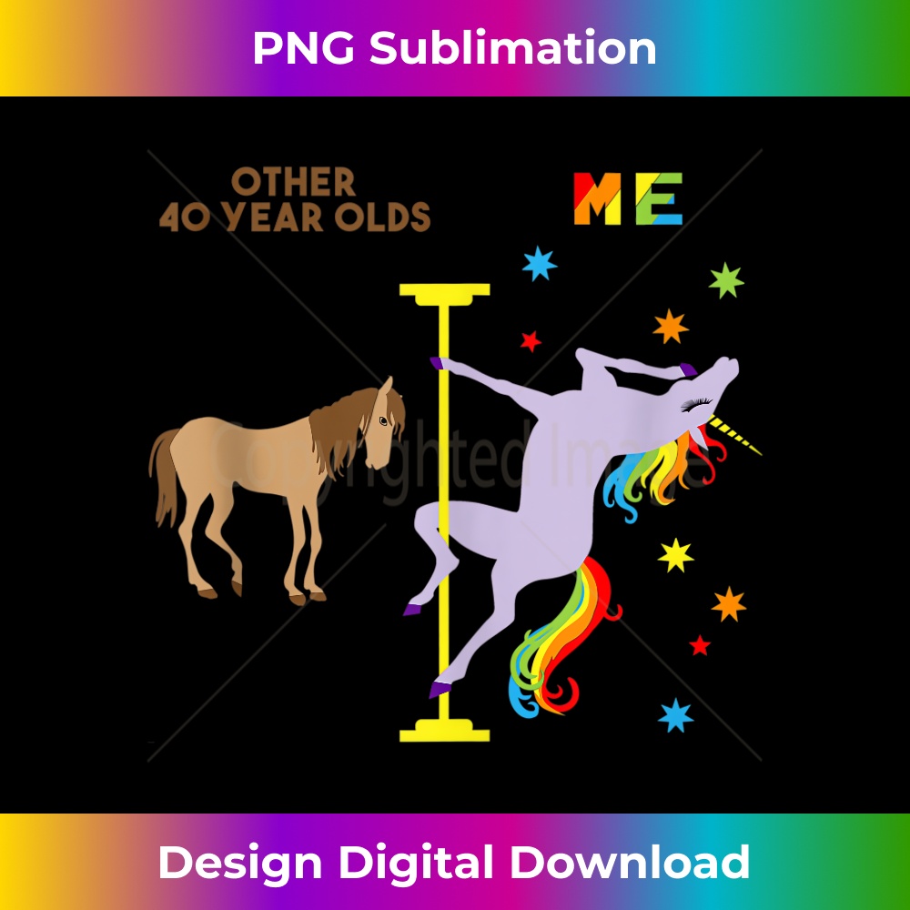 Funny 40th Birthday Rainbow Unicorn 40 Years Old - Unique Sublimation PNG Download
