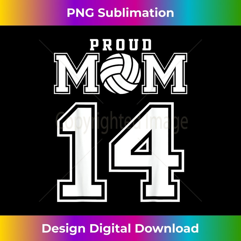 Custom Proud Volleyball Mom Number 14 Personalized - High-Resolution PNG Sublimation File