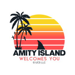 jaws movie amity island welcomes you. birthday party gifts. officially licensed merch.tshi