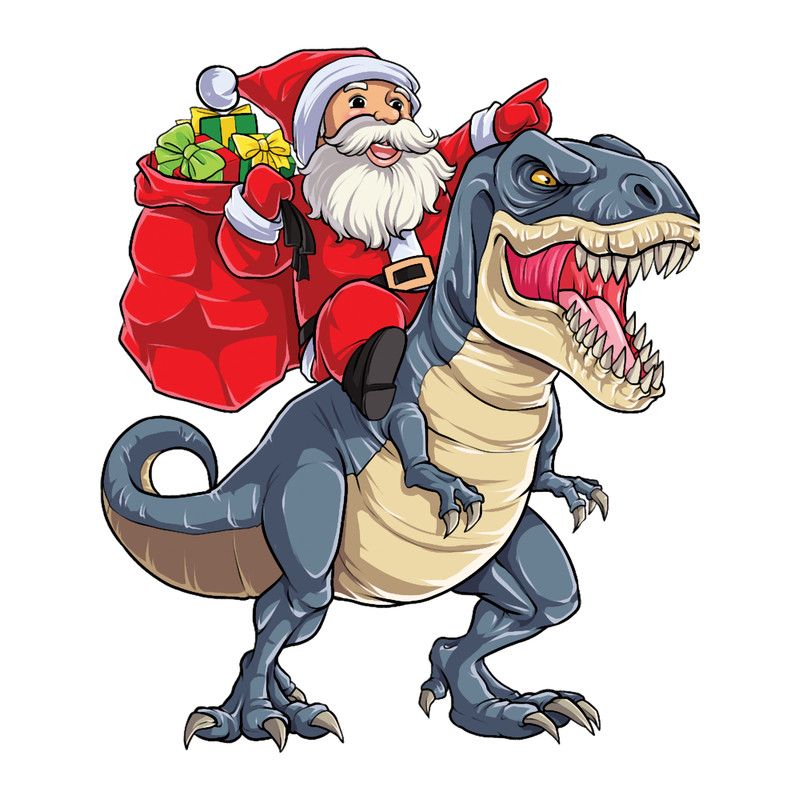 Santa Riding Dinosaur T rexChristmas Gifts X-mas Kids Boys Girls Man WomenT-Shir.png