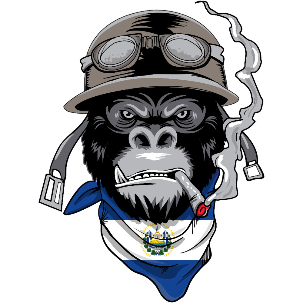 Patriotic Salvadorian Motorist Gorilla El Salvador Flag Salvadorean Roots.png