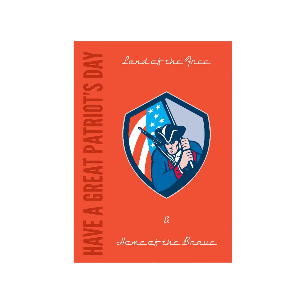 Patriots Day Greeting Card American Patriot Brandishing Flag.png