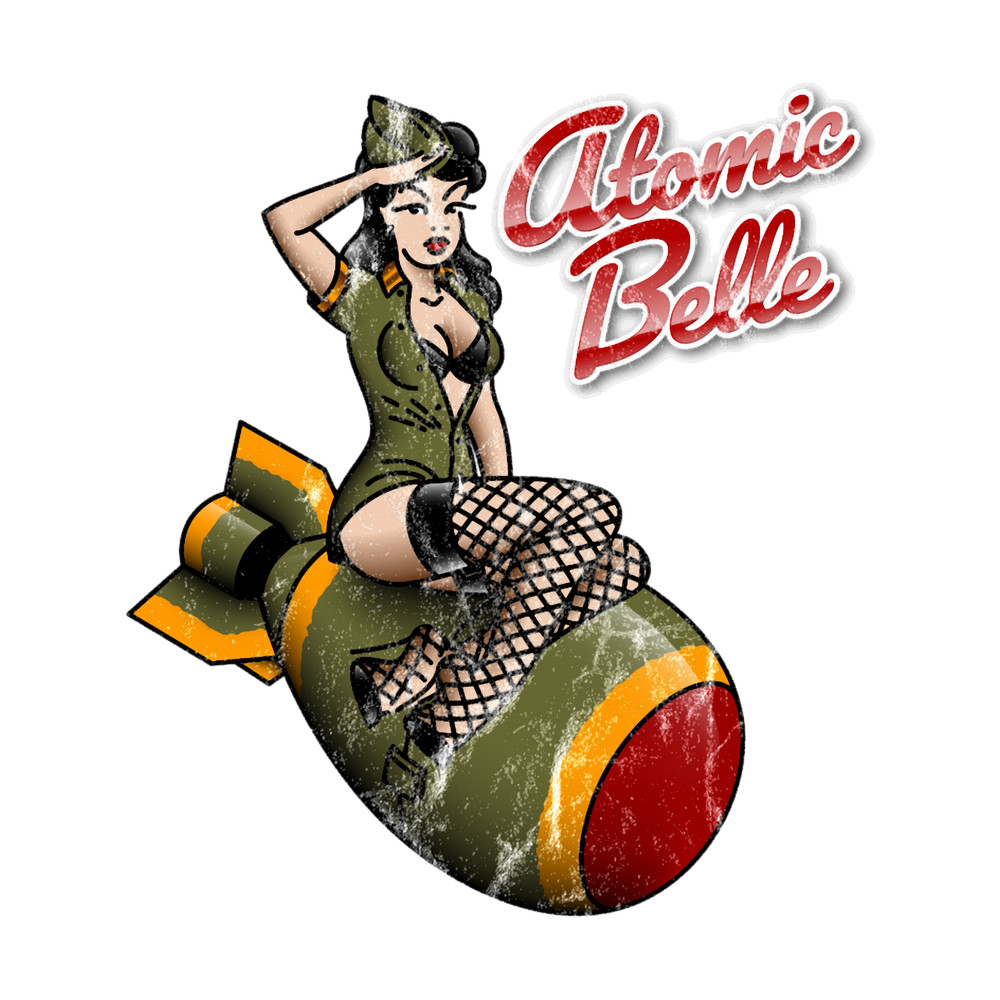 Salty-Dog American Traditional Patriotic Atomic Bomb Belle Nose Art Pin-up Girl.png