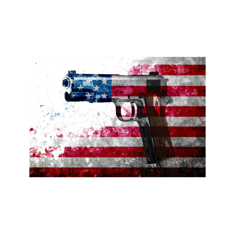 M1911 Colt 45 And American Flag On Distressed Metal Sheet.png
