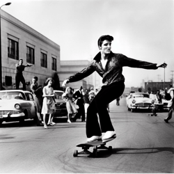 elvis straight shredding on a skateboard