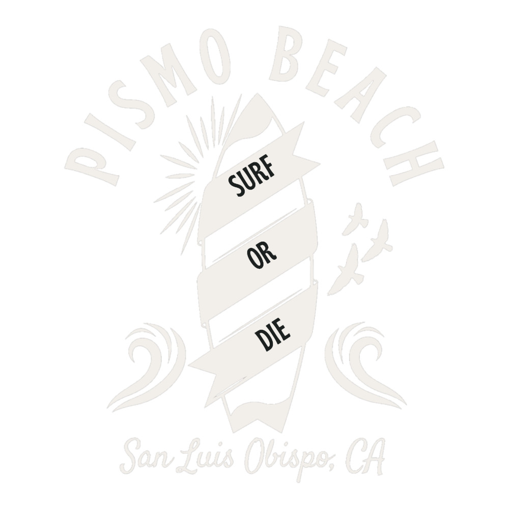 Retro Surfboard Pismo Beach San Luis Obispo California - White.png